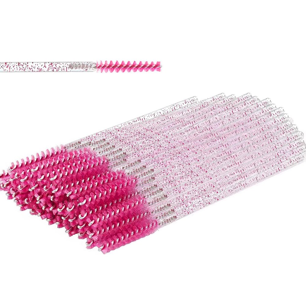 Corconess Skinny Mascara Wands 50pcs Mini Eyelash Brushes Disposable Lash Spoolies Micro Spoolies Eyebrow Brush Spoolies For Eyebrows Eyelash Extension Supplies(Pink)