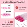 Corconess Skinny Mascara Wands 50pcs Mini Eyelash Brushes Disposable Lash Spoolies Micro Spoolies Eyebrow Brush Spoolies For Eyebrows Eyelash Extension Supplies(Pink) view 2
