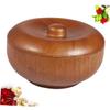 PartyKindom 1pc Wooden Shaving Bowl with Lid Shaving Soap and Cream Dish for Home Barber Shop Salon Present for Male Friends view 2