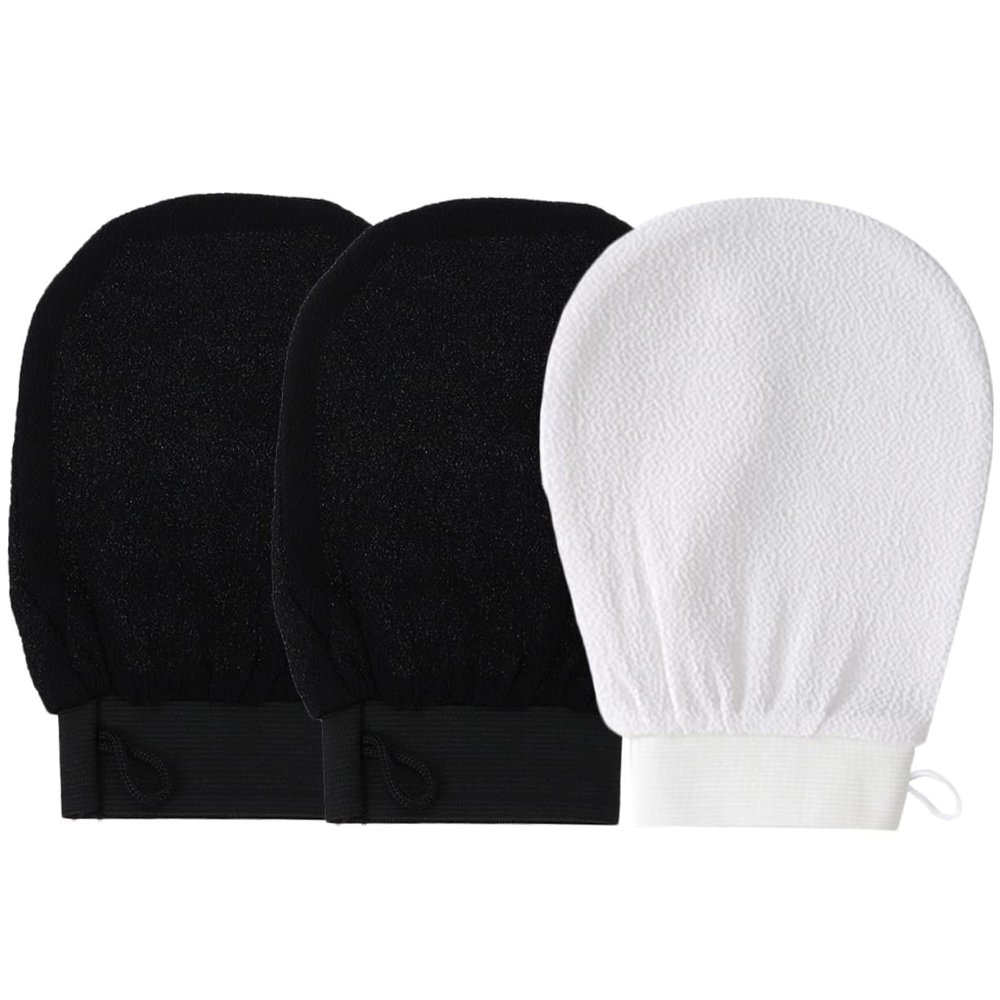 SAFIGLE 3Pcs Exfoliating Bath Mittens for Dead Skin Removal Reusable Skin Scrubbing Gloves Wear-Resistant Shower Mitts for Women for Spa and Home Use