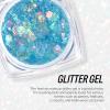 Freeorr Blue Face and Body Hair Glitter Gel, Party Concerts Cheer Face Paint Holographic Chunky Festival Rave Accessories Glitter Makeup, 6 Kinds of Sparkling Sequins for Hair Nail Eye Lip Body view 2