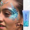 Freeorr Blue Face and Body Hair Glitter Gel, Party Concerts Cheer Face Paint Holographic Chunky Festival Rave Accessories Glitter Makeup, 6 Kinds of Sparkling Sequins for Hair Nail Eye Lip Body view 3