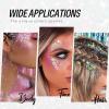 Freeorr Blue Face and Body Hair Glitter Gel, Party Concerts Cheer Face Paint Holographic Chunky Festival Rave Accessories Glitter Makeup, 6 Kinds of Sparkling Sequins for Hair Nail Eye Lip Body view 4