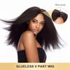 Emistar Kinky Straight U Part Wig Natural Hailine & Soft Hair Like Real Human Hair  V Part Half Wigs for Black Women (New Black, 24 Inch) view 4