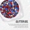 Freeorr Red White Blue Face Body Hair Glitter Gel, USA Flag Pride 4th of July Patriotic Accessories Face Paint Glitter Makeup, 6 Kinds of Sparkling Sequins for Independence Day Patriotic Veterans Day view 2