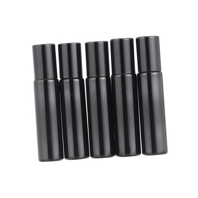 SAFIGLE Black Glass Roller Bottles 10ml 6 Pack with Stainless Steel Rollers