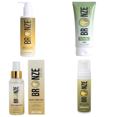 Achieve Your Perfect Glow: Tanning Mousse, Hydrating Spray, Exfoliating Scrub & Body Oil Bundle