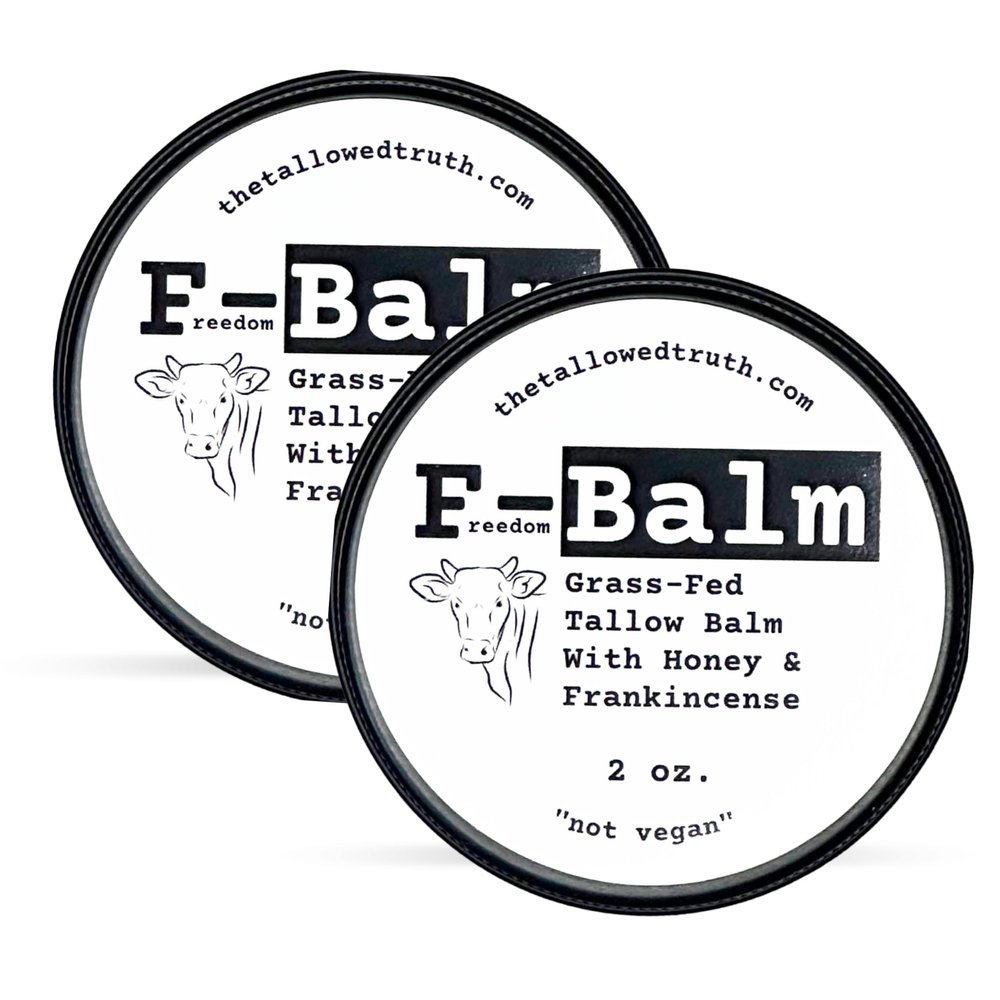 The Tallowed Truth F-Balm Tallow Grass-fed, Grass-finished Tallow 5 Ingredients Only Canadian-made All Purpose Tallow Balm Made in Canada Tallow for Face & Body (2 oz (2-Pack), Original)