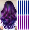 Colored Hair Extensions Blue-Purple 12Pcs Clip In Colorful Hairpiece 20inch view 1