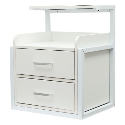 trggvvrt Salon Wall Cabinet, Wall Mounted Salon Storage Cabinet with 2 Drawers, Hair Dryer Storage Rack for Beauty Spa Barbershop (SilverWhite)