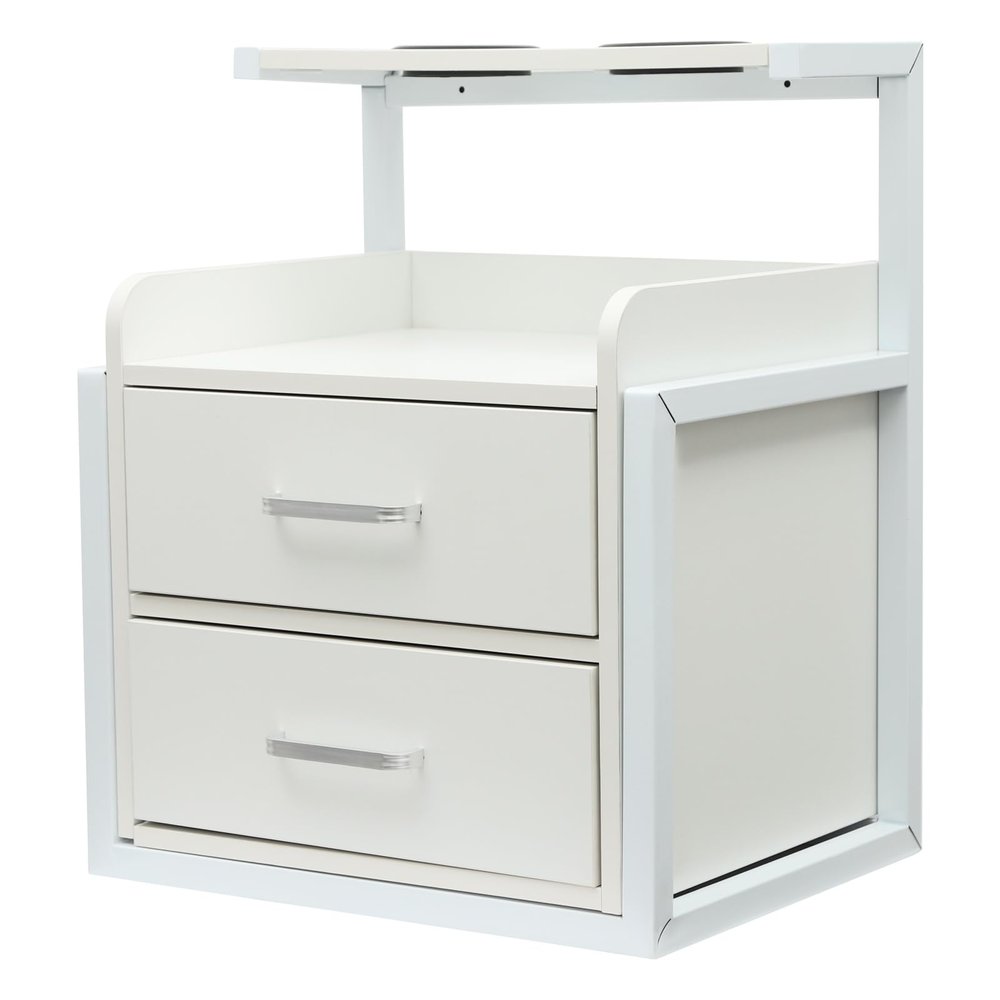 trggvvrt Salon Wall Cabinet, Wall Mounted Salon Storage Cabinet with 2 Drawers, Hair Dryer Storage Rack for Beauty Spa Barbershop (SilverWhite)