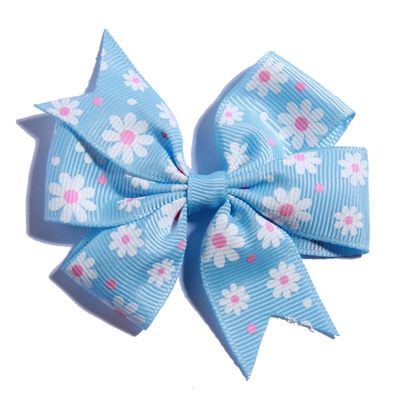 20Pcs 8CM Fashion Pinwheel Hair Bow With Flower Dot For Hair Clips Grosgrain Ribbon Boutique For Headbands (20Pcs Sky Blue, With No Clip)