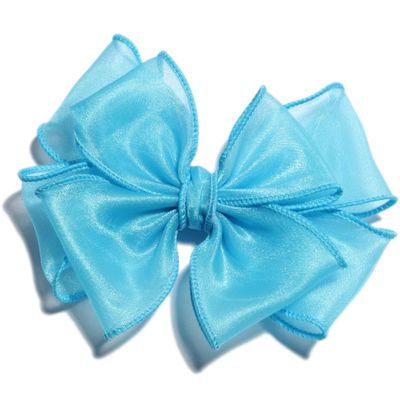 10Pcs Large Layered Hair Bows, 13cm, Mesh Fabric Hair Accessories (10Pcs Sky Blue, With No Clip)