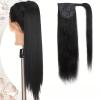 Wrap Around Ponytail Extension Human Hair Ponytail Extensions Pony Tail Real Remy Hair Straight Clip in Human Hair Ponytail 100g/Piece Natural Color for Woman (1 Piece, 10inch) view 1