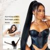 Wrap Around Ponytail Extension Human Hair Ponytail Extensions Pony Tail Real Remy Hair Straight Clip in Human Hair Ponytail 100g/Piece Natural Color for Woman (1 Piece, 10inch) view 4