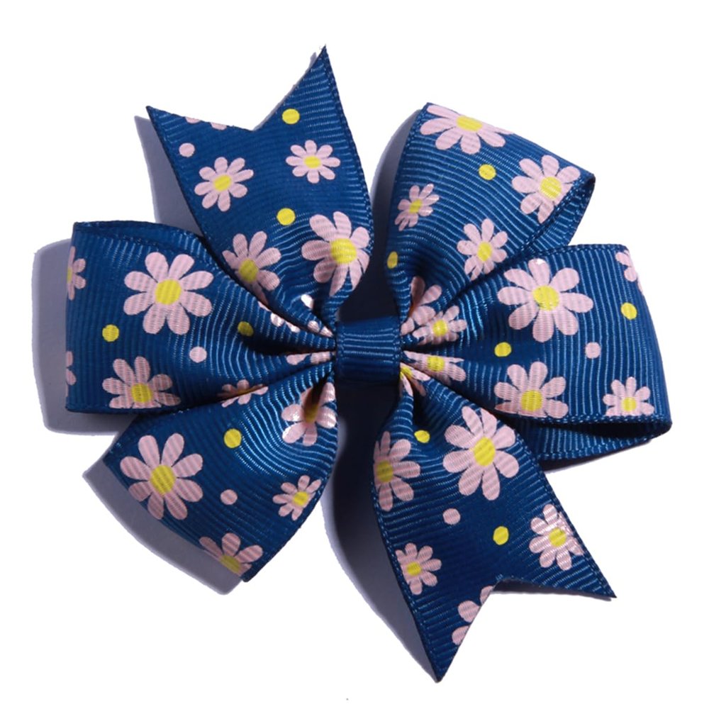 20Pcs 8CM Fashion Pinwheel Hair Bow With Flower Dot For Hair Clips Grosgrain Ribbon Boutique For Headbands (20Pcs Black, With No Clip)