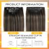 Caliee Seamless Yaki Straight Clip ins 14 Inch Balayage Natural Black Mixed Chestnut Brown Light Yaki Clip ins for Black Women 115G 8 Pcs Invisible PU Weft view 2