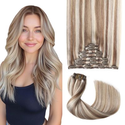 Sweetmet Pro2.0 Clip in Human Hair Extensions 120g Thick 7pcs for Women