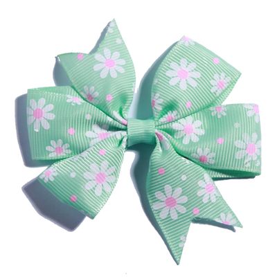 20Pcs Floral Hair Bows For Woman, 8cm Grosgrain Ribbon Pinwheel Clips (20Pcs Aqua, With Clip)