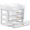 4-Layer Transparent Cosmetic Organizer with 3 Drawers, Large Storage Makeup Box for Lipsticks, Perfumes, Brushes, and Skincare view 2