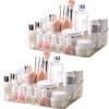 2-Pack Clear Acrylic Cosmetic Storage Trays, Makeup Organizers with Multi-Compartment Design for Vanity Or Desk view 2