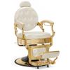 BarberPub Heavy Duty Barber Chair for Men with Headrest, All Purpose Metal Antique Hydraulic Reclining Salon Chairs, Beauty Hair Spa Stylist Equipment 2933 (White with Gold Frame) view 1