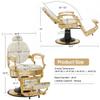 BarberPub Heavy Duty Barber Chair for Men with Headrest, All Purpose Metal Antique Hydraulic Reclining Salon Chairs, Beauty Hair Spa Stylist Equipment 2933 (White with Gold Frame) view 3