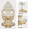 BarberPub Heavy Duty Barber Chair for Men with Headrest, All Purpose Metal Antique Hydraulic Reclining Salon Chairs, Beauty Hair Spa Stylist Equipment 2933 (White with Gold Frame) view 4