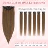 SEGO Single Clip In Hair Extensions Real Human Hair 6 Pcs Individual Clip Ins Remy Straight Soft Seamless Hairpieces for Women -16 Inch #04 Medium Brown view 2