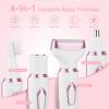 Electric Razor for Women, 4-in-1 Bikini Trimmer with Body, Facial, Eyebrow & Nose Heads, Waterproof Painless Pubic Hair Shaver, Cordless for Armpits Legs, USB-C Charging view 2