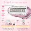 Electric Razor for Women, 4-in-1 Bikini Trimmer with Body, Facial, Eyebrow & Nose Heads, Waterproof Painless Pubic Hair Shaver, Cordless for Armpits Legs, USB-C Charging view 3