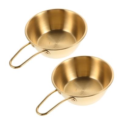 FOMIYES 2pcs Ergonomic Handle Shaving Bowl for Men Natural Stainless Steel Storage Bowl Men's Grooming Equipment