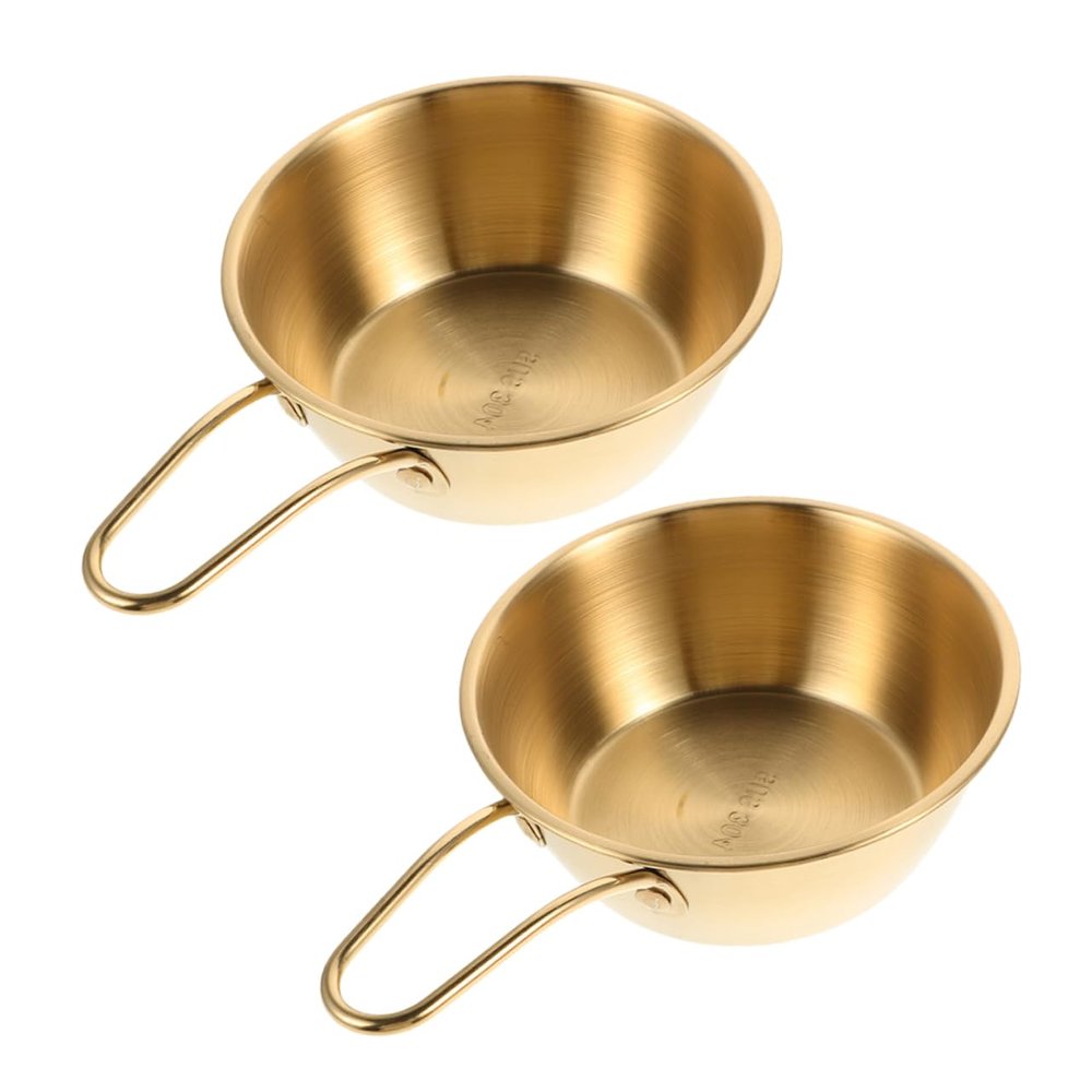 FOMIYES 2pcs Ergonomic Handle Shaving Bowl for Men Natural Stainless Steel Storage Bowl Men's Grooming Equipment