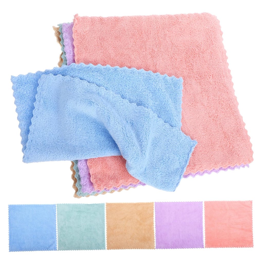 Beaupretty 10pcs Fleece Washcloths Soft Microfiber Face Towels for Boys and Girls Cloths for Bathing and Makeup Removal