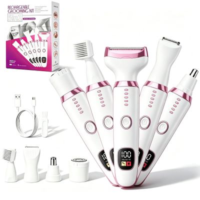 RUIM 5-in-1 Shaver for Women, Waterproof Electric Razor for Body & Face