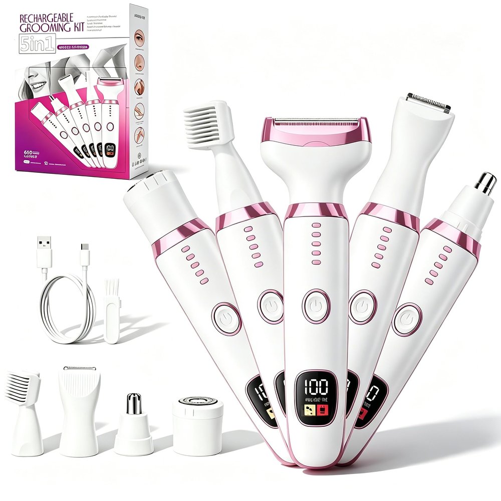 RUIM 5-in-1 Shaver for Women, Waterproof Electric Razor for Body & Face