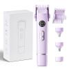 Bikini Trimmer for Women, 4 in 1 Wet/Dry Electric Razors for Women - Dual Head, Painless Rechargeable Portable Womens Razors for Shaving Set for Face, Nose, Eyebrows, Armpits, Bikini Area (Purple) view 1