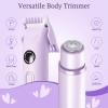 Bikini Trimmer for Women, 4 in 1 Wet/Dry Electric Razors for Women - Dual Head, Painless Rechargeable Portable Womens Razors for Shaving Set for Face, Nose, Eyebrows, Armpits, Bikini Area (Purple) view 2