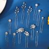 13 Pieces Pearl Crystal Bridal Hair Pins Rhinestone Flower Wedding Hair Pieces Prom Accessory for Women Wedding Hairstyles view 1