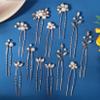 13 Pieces Pearl Crystal Bridal Hair Pins Rhinestone Flower Wedding Gold Hair Pieces Prom Accessory for Women Wedding Hairstyles view 1