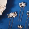13 Pieces Pearl Crystal Bridal Hair Pins Rhinestone Flower Wedding Gold Hair Pieces Prom Accessory for Women Wedding Hairstyles view 3