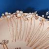 13 Pieces Pearl Crystal Bridal Hair Pins Rhinestone Flower Wedding Gold Hair Pieces Prom Accessory for Women Wedding Hairstyles view 4