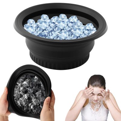 Face Bowl for Ice with Built-In Icetray, Silicone Foldable Facial Ice Bath Bowl, Facial Plunge Bowl(COLOR:Black)