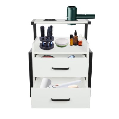 trggvvrt Wall Mounted Salon Storage Cabinet, Styling Salon Station, Suspended Salon Wall Cabinet with 2 Drawers for Hair Salon,Home,Beauty Shops (Black+ White)
