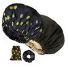 2Pcs Genergy Luxury Satin lined Shower Cap for Women Waterproof Baths Bonnet Reusable Extra Large Double Layers and Reversible Elastic Bath Hair Shower Caps Adjustable view 1