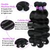 12A Body Wave Bundles Human Hair 12 14 16 Inch Human Hair Bundles 100% Unprocessed Brazilian Virgin Hair 3 Bundles Human Hair Extensions for Women Natural Black view 3