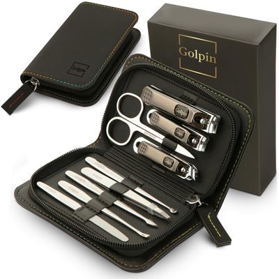 9 Pcs Manicure Set for Men & Women  Stainless Steel Manicure & Pedicure Kit with Travel Nail Grooming Case, Nail Clippers, Cuticle Tools  Gift-Ready Mens Manicure Kit & Womens Grooming Set