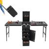 Wawuwao Portable Double-Sided Nail Table & Makeup Case - Professional Mobile Beauty Station with Adjustable Handle, 4 Locking Wheels, 220lb Capacity, Foldable Desktop for 4 People (Black) view 1