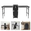 Wawuwao Portable Double-Sided Nail Table & Makeup Case - Professional Mobile Beauty Station with Adjustable Handle, 4 Locking Wheels, 220lb Capacity, Foldable Desktop for 4 People (Black) view 2