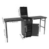 Wawuwao Portable Double-Sided Nail Table & Makeup Case - Professional Mobile Beauty Station with Adjustable Handle, 4 Locking Wheels, 220lb Capacity, Foldable Desktop for 4 People (Black) view 4